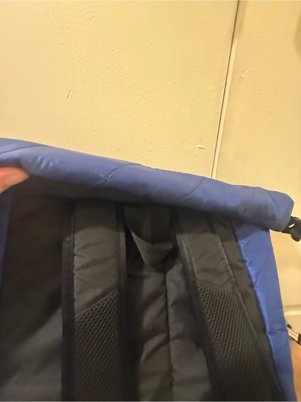 Timberland Blue and Black Quilted Roll-Top Backpack
